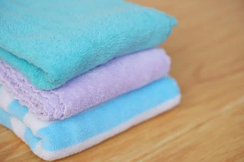 Stack of folded soft towels. Stock Photos