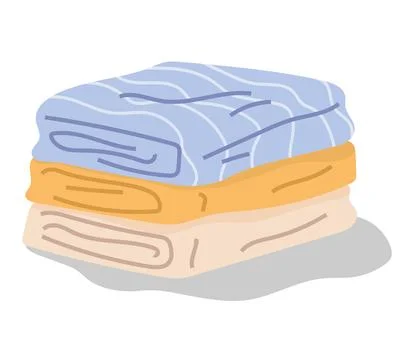 Stack of folded textile, fabric or napkins. Bathroom linen pile, towels, cotton Stock Illustration