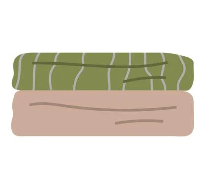 Stack of folded textile, fabric or napkins. Bathroom linen pile, towels, cotton Stock Illustration