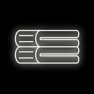 Stack of folded towels glowing white neon light Stock Illustration