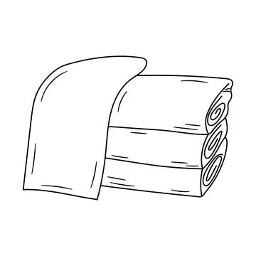 Stack of folded towels. Hand drawn doodle vector illustration Stock Illustration