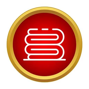 Stack of folded towels icon on red button Stock Illustration