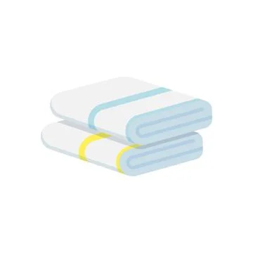 Stack of folded towels isolated on white background. Vector illustration. Stock Illustration
