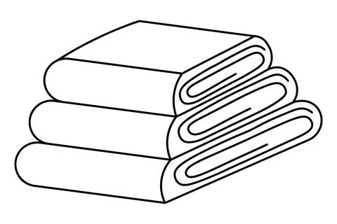 Stack of folded towels. Sketch.  Vector illustration. 库存插图