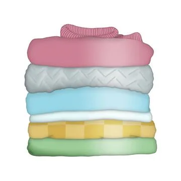 Stack of folded wool knitted clothes or blankets. Warm cozy blankets isolat.. Stock Illustration