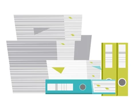 Stack of folders and documents vector cartoon. Stock Illustration