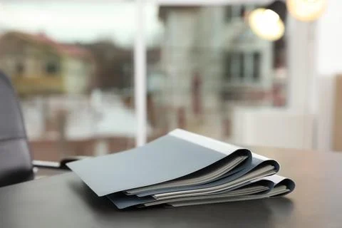 Stack of folders with documents on office table. Space for text Stockfoto's