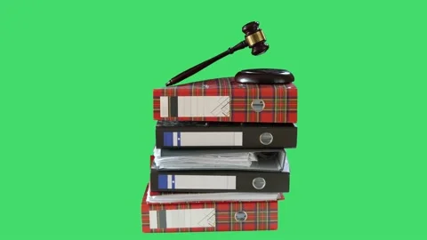 Stack of folders with judge's gavels on green background Stock-Footage 236479548