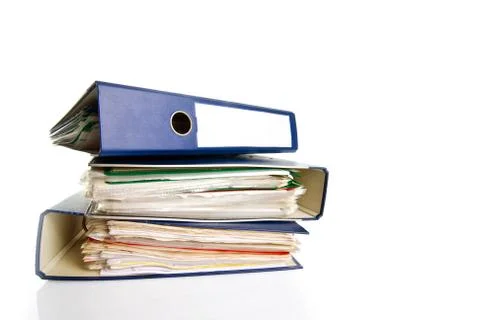 Stack of folders. pile with old documents and bills. isolated on white backgr Stock Photos