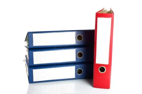 Stack of folders. pile with old documents and bills. isolated on white backgr Stock Photos