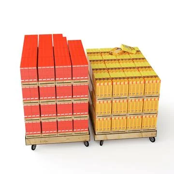 Stack of food boxes, 3d rendering Stock Illustration