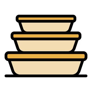 Stack food container icon color outline vector Stock Illustration
