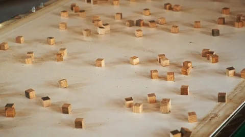 Stack of footage: Little cubes out of line after cuttin. 4k, Slow motion Stockbeeldmateriaal 122642460