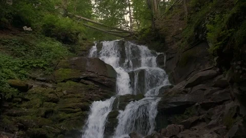 Stack of footage: Mountain waterfall. Shipot waterfall, Carpathian mountains. 4K Stockbeeldmateriaal 122632747