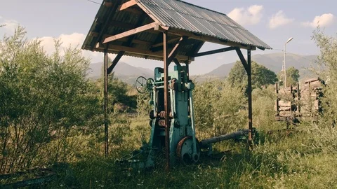 Stack of footage: Some Old machine left after the USSR. 4k Stockbeeldmateriaal 122633081