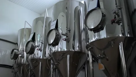 Stack of footage: Tanks with beer. Beer production. Small brewery. Craft beer 스톡 동영상 169303184
