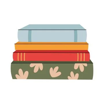 Stack of four books with patterned covers isolated on white background vect.. イラスト素材