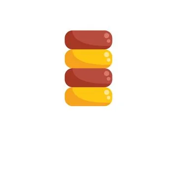 Stack of four colorful macarons forming a tower Stock Illustration