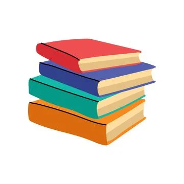 Stack of four colorful textbooks and hardback books isolated on white backgro イラスト素材