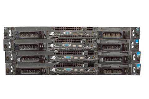 Stack of Four old Dusty Servers Stock Photos