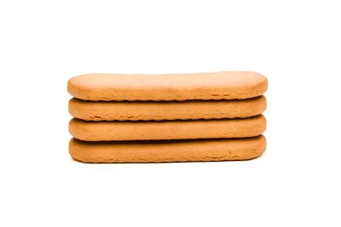 Stack of four plain rectangular biscuits isolated on white background Stock Photos