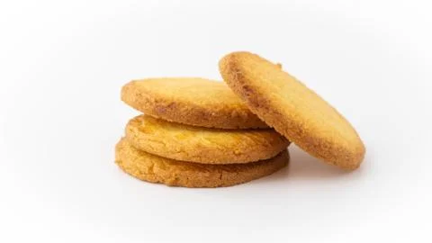 Stack of four round cookies. Bakery, breakfast concept. Stock Photos