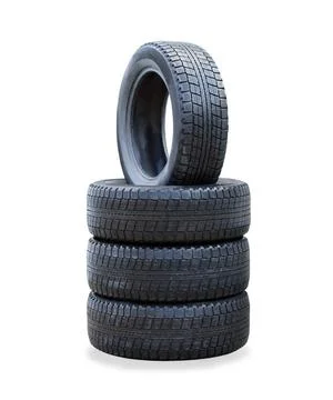  The stack of four winter new tires over white The stack of four winter ne... Stock Photos