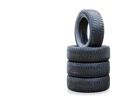  The stack of four winter new tires over white The stack of four winter ne... Stock Photos