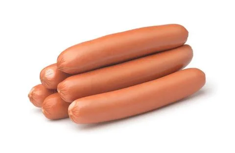 Stack of frankfurter sausages Stack of fresh frankfurter sausages isolated... Stock Photos