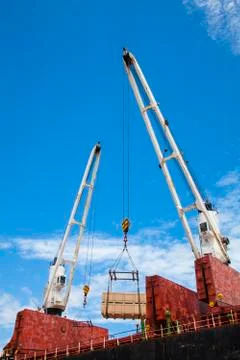 Stack of freight containers at the docks Stock-Fotos