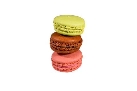 Stack of the french macaroons isolated on a white background 스톡 사진