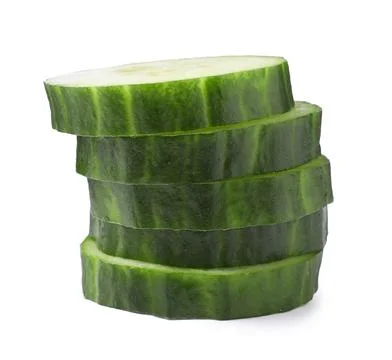 Stack of fresh cut cucumber isolated on white Stock Photos