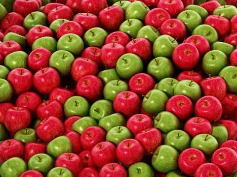 Stack of fresh green and red apples. 3D illustration Stock Illustration