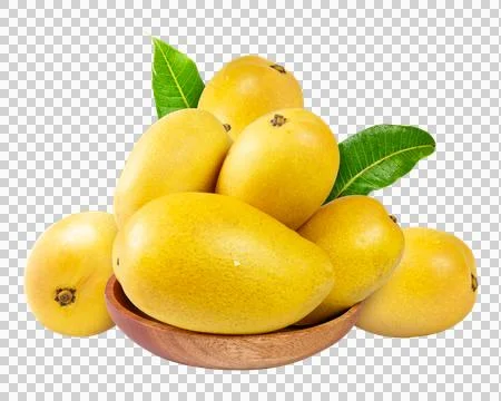 A Stack of fresh ripe mangoes placed on white background Foto stock