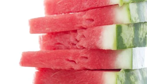 Stack of fresh slices of watermelon Stock Photos