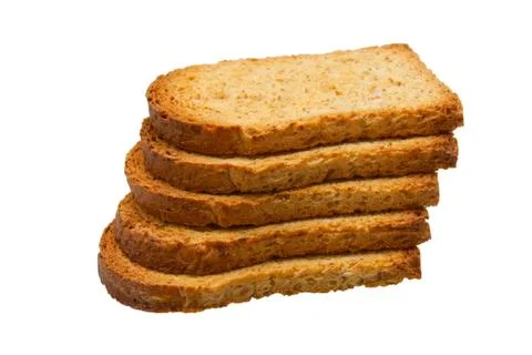 Stack of fresh toasts isolated on white Stock Photos