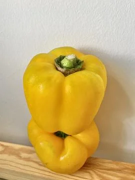 Stack Fresh Yellow Bell Pepper Close up Stock Photos