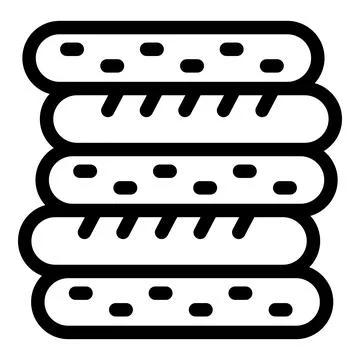 Stack of freshly baked bread loaves with sesame seeds icon Ilustração Stock