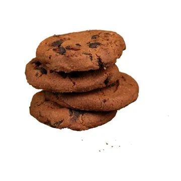 A stack of freshly baked chocolate chip cookies isolated on a white backgroun Stock Illustration