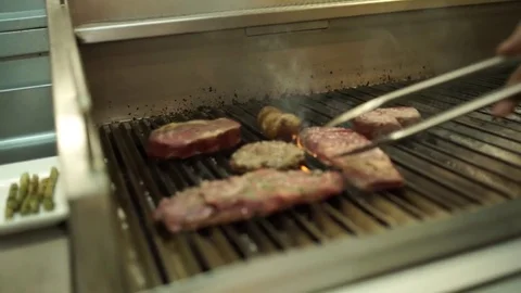 Stack fried strips of bacon Stock Footage 71493315