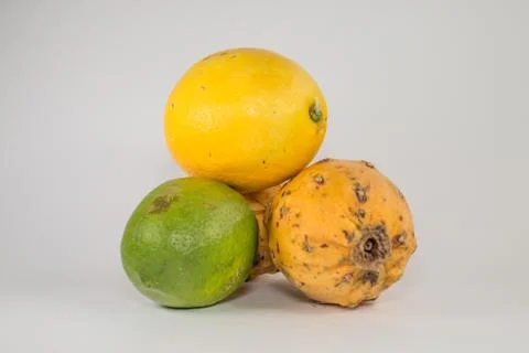 Stack of Fruit against White Background Foto stock