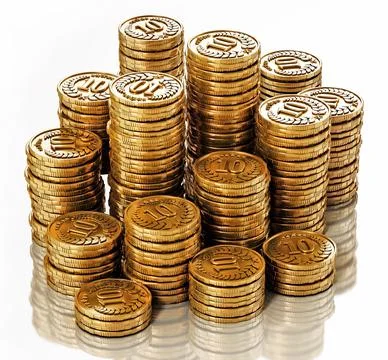 Stack of generic gold coins isolated on white background. 3D illustration Stock Illustration