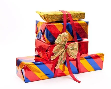 Stack of gift boxes with bow Stockfoto's
