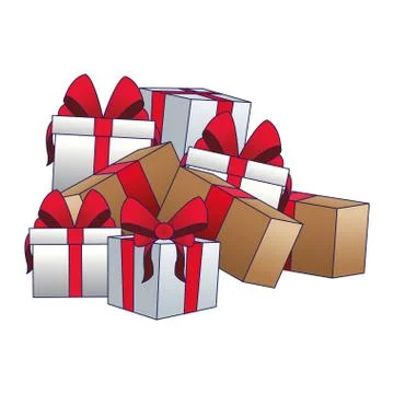 Stack of gift boxes, colorful design Illustrazione stock