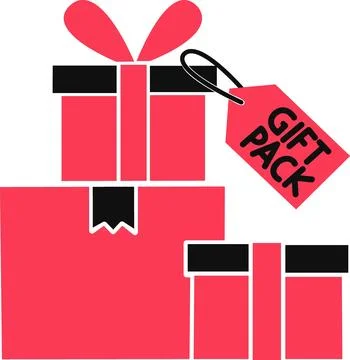 Stack of gift boxes with gift pack label tag Stock Illustration