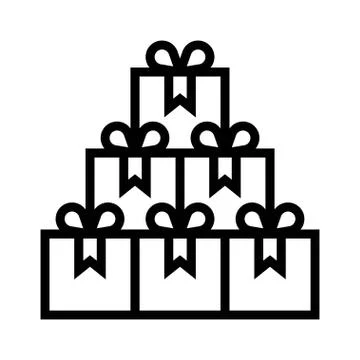 Stack of gift boxes vector illustration, line style icon Stock Illustration