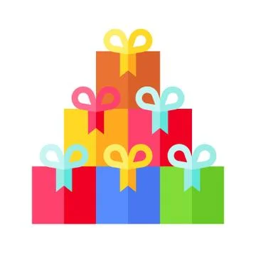 Stack of gift boxes vector illustration, flat style icon Stock Illustration