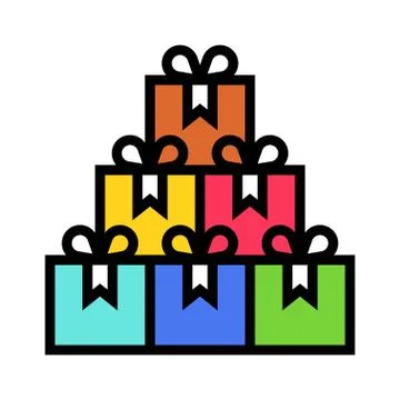 Stack of gift boxes vector illustration, filled style icon Stock Illustration