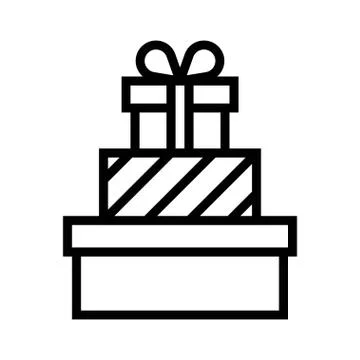 Stack of gift boxes vector illustration, line style icon Stock Illustration