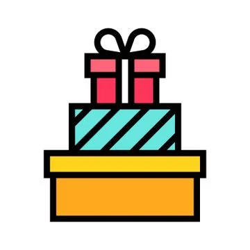 Stack of gift boxes vector illustration, filled design icon Illustrazione stock